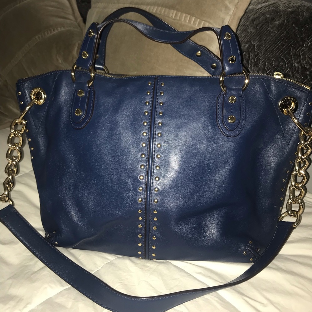 Michael Kors studded hand bag, blue/green